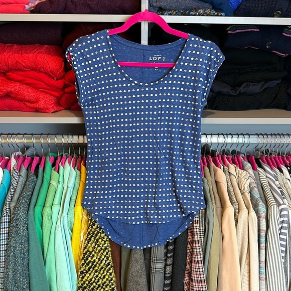 Loft blue with gold polka dots sleeveless top size XS​ - Picture 1 of 3